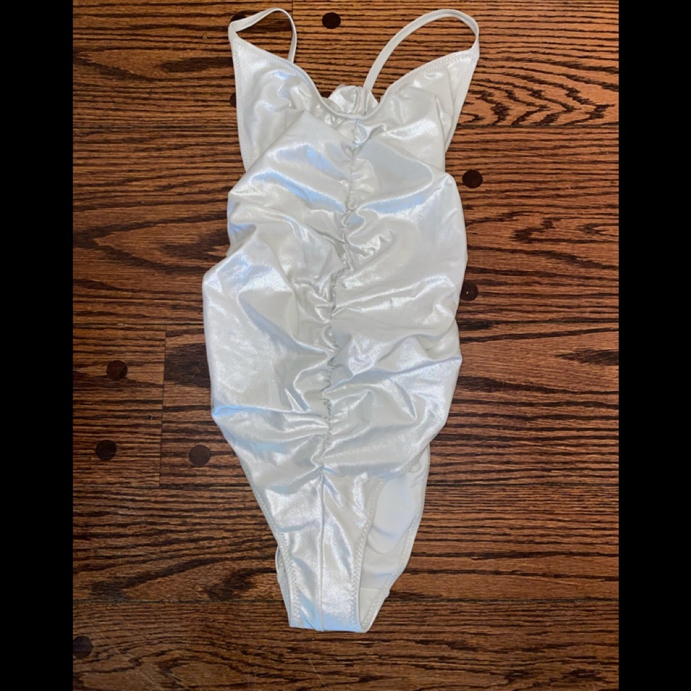 Lisa Marie Fernandez Ruched Metallic Swimsuit - Silver Size 2 gorgeous suit! HOT